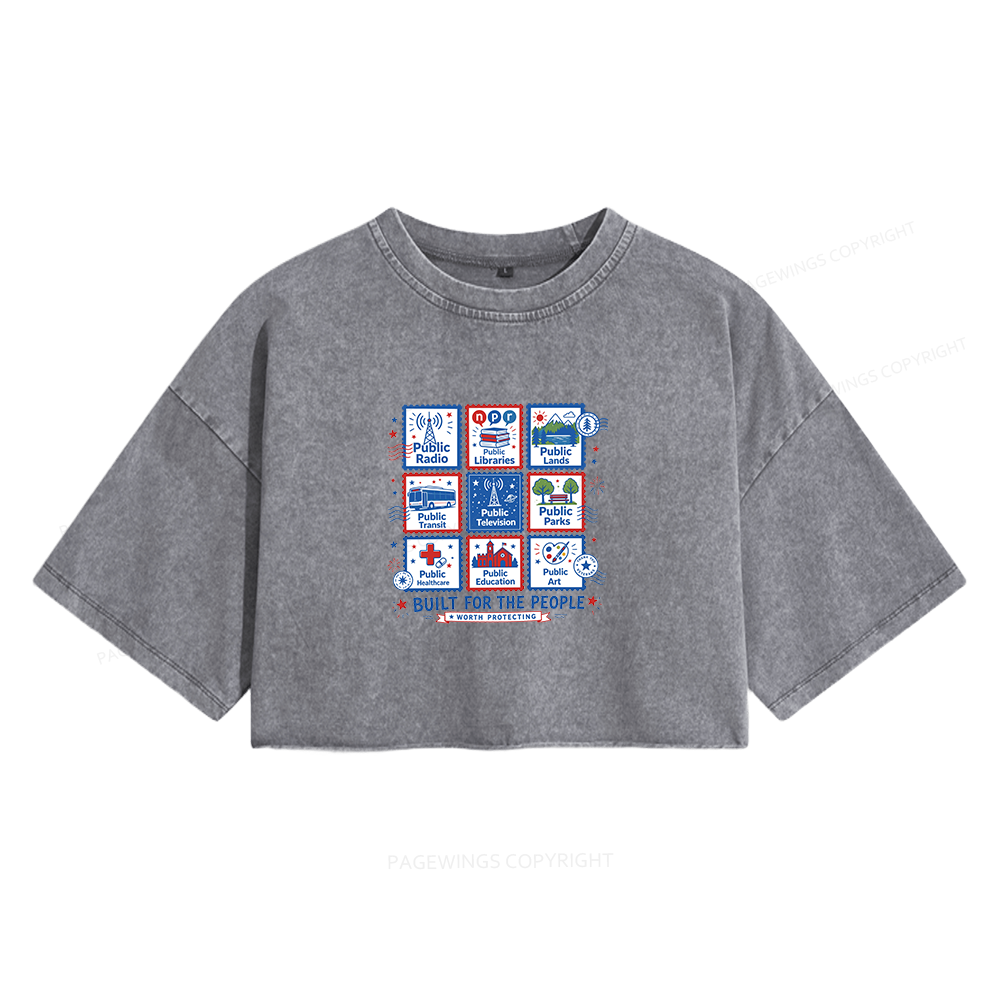 Pagewings Public Libraries Women's Washed Cropped T-shirt