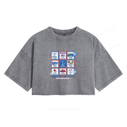 Pagewings Public Libraries Women's Washed Cropped T-shirt