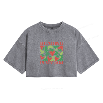 Pagewings Reading Is My Jam Women's Washed Cropped T-shirt