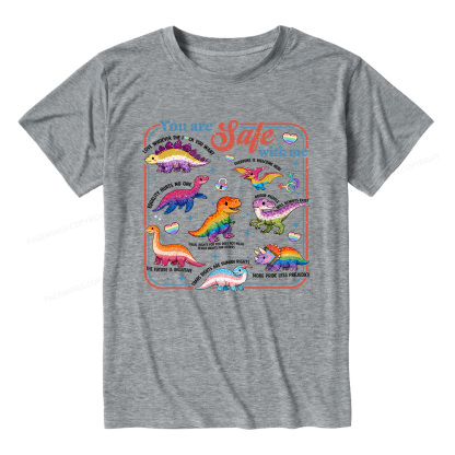 Pagewings Soft Dinosaur Rainbow Unisex Heather T-Shirt