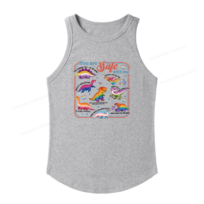 Pagewings Slim Fit Dinosaur Rainbow Women's Fitted Tank Top 