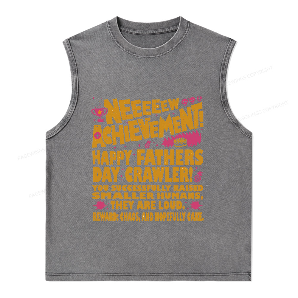 Pagewings Dad Achievement Unisex Washed Tank Top
