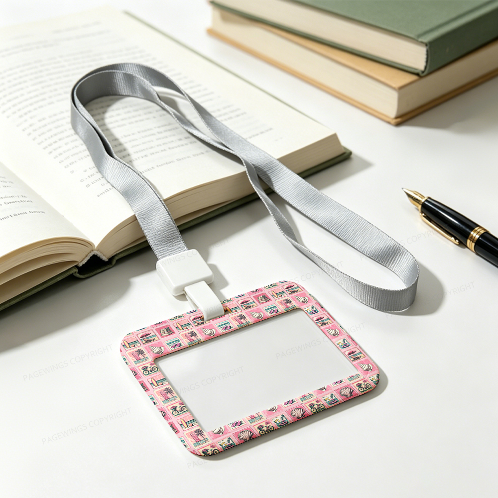 Pagewings Retro Beach Book Lover ABS Badge Holder