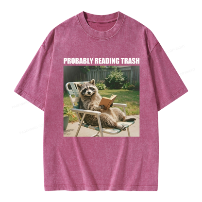 Pagewings Probably Reading Trash Unisex Washed T-shirt