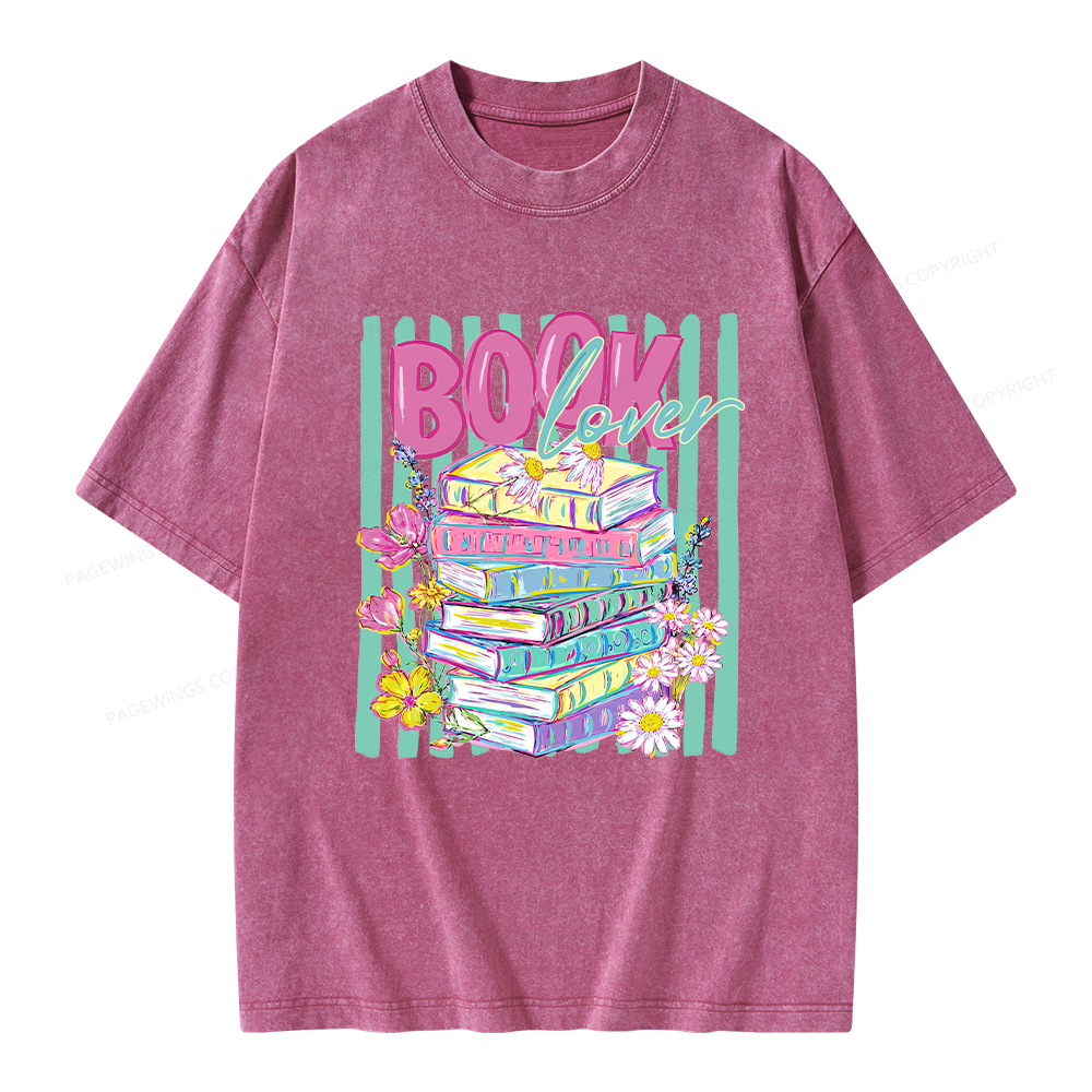 Pagewings Floral Bookish Unisex Washed T-shirt