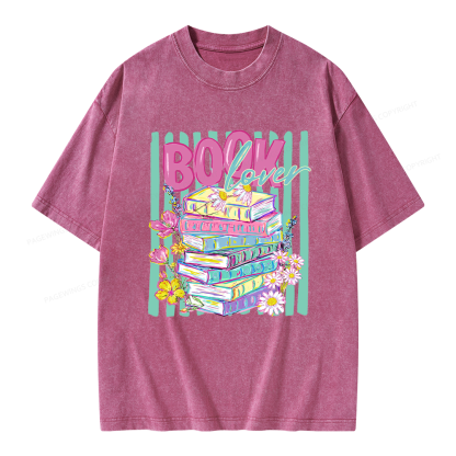 Pagewings Floral Bookish Unisex Washed T-shirt