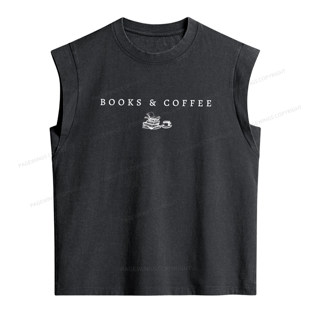 Pagewings Books and Coffee Women's Washed Tank Top
