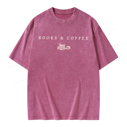 Pagewings Books and Coffee Unisex Washed T-shirt