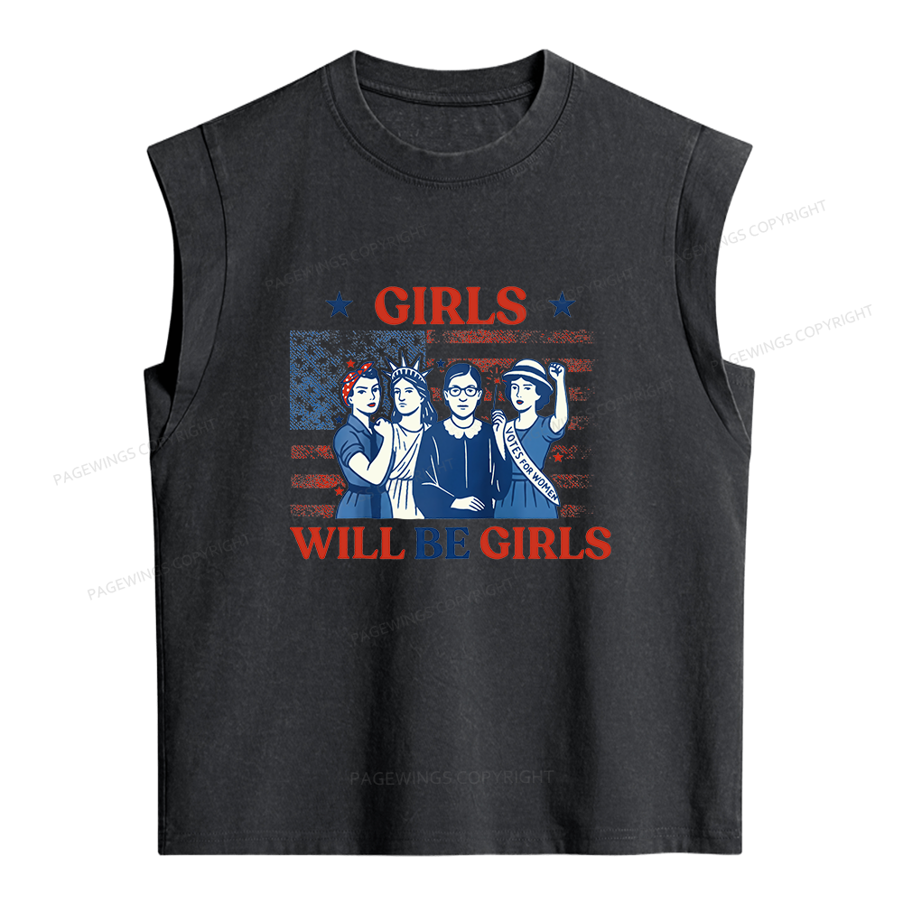 Pagewings Girls Will be Girls Women's Washed Tank Top