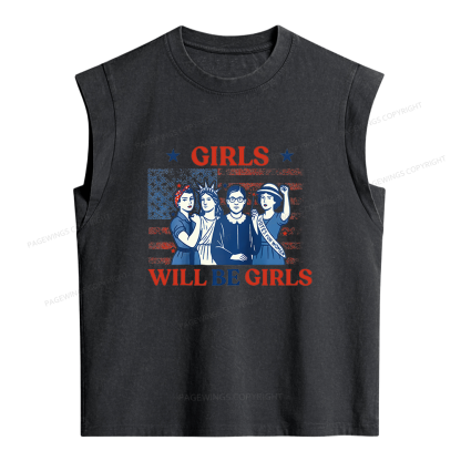Pagewings Girls Will be Girls Women's Washed Tank Top