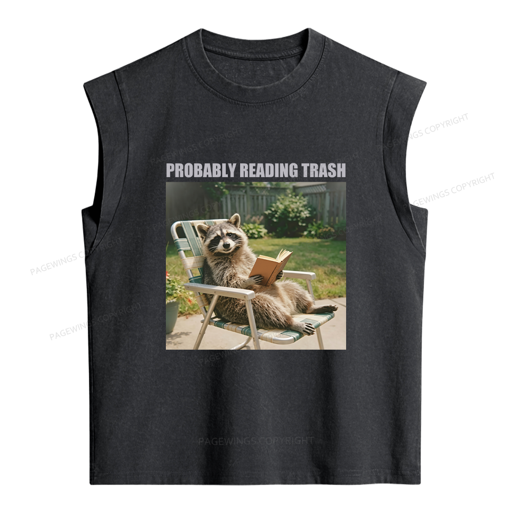 Pagewings Probably Reading Trash Women's Washed Tank Top
