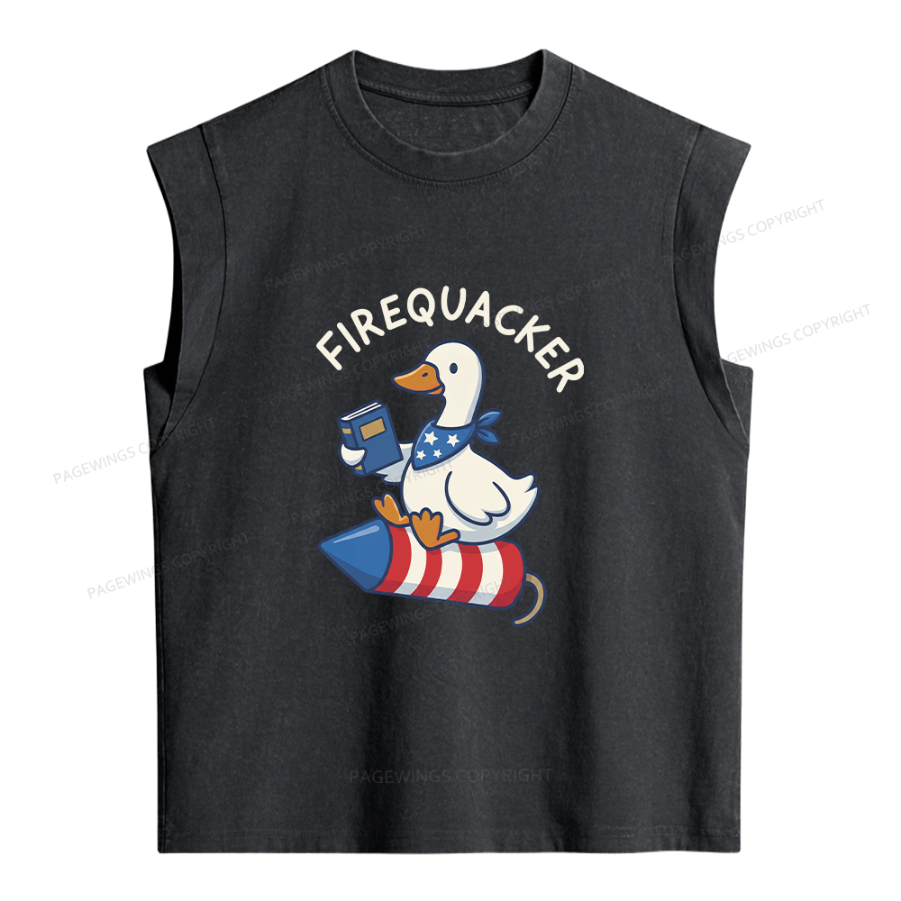Pagewings Silly Goose 4th of July Women's Washed Tank Top