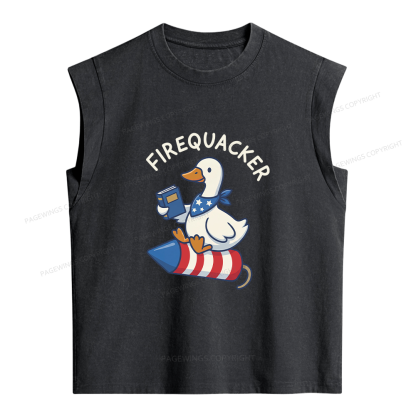 Pagewings Silly Goose 4th of July Women's Washed Tank Top