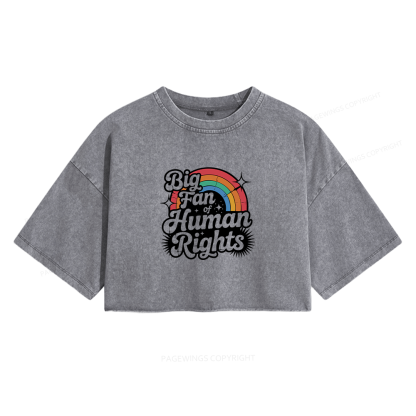 Pagewings Big Fan of Human Rights Women's Washed Cropped T-shirt