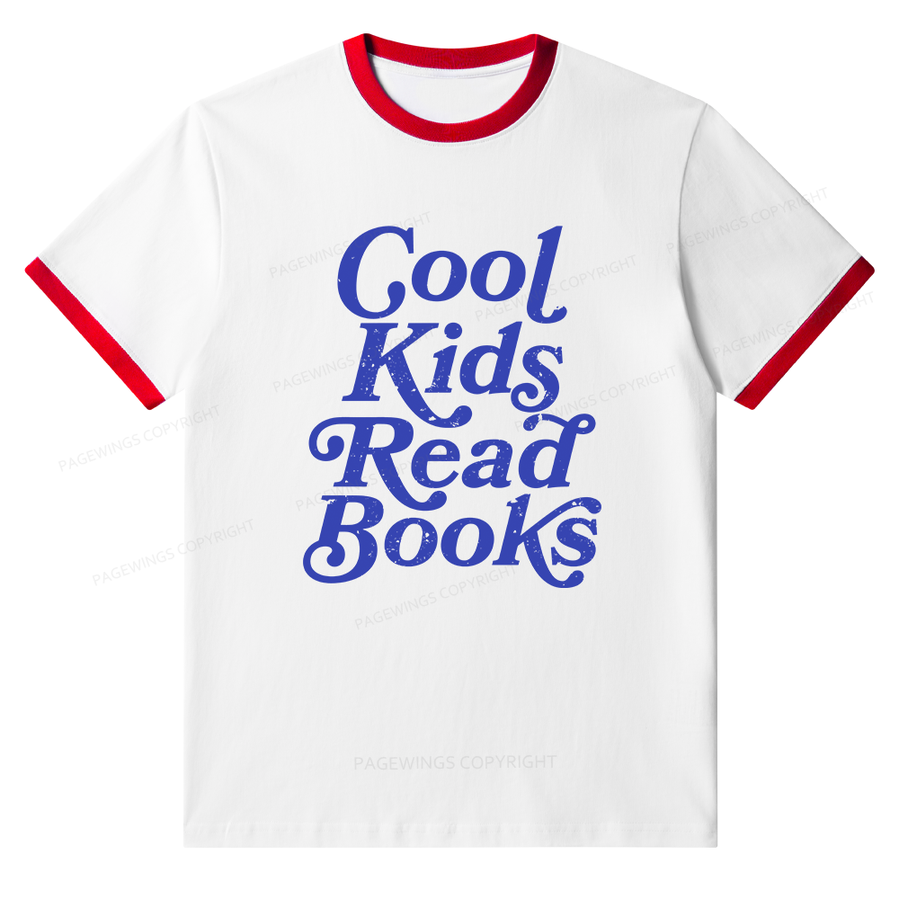 Pagewings Cool Kids Read Books Unisex Ringer T-Shirt