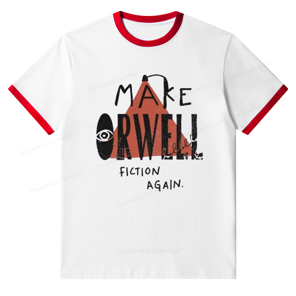 Pagewings Make Orwell Fiction Again Unisex Ringer T-Shirt