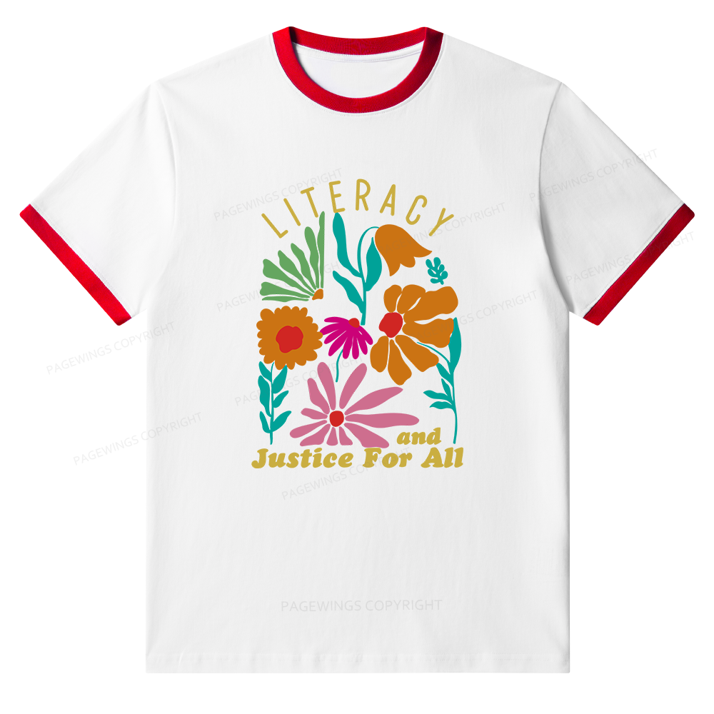 Pagewings Literacy And Justice Unisex Ringer T-Shirt