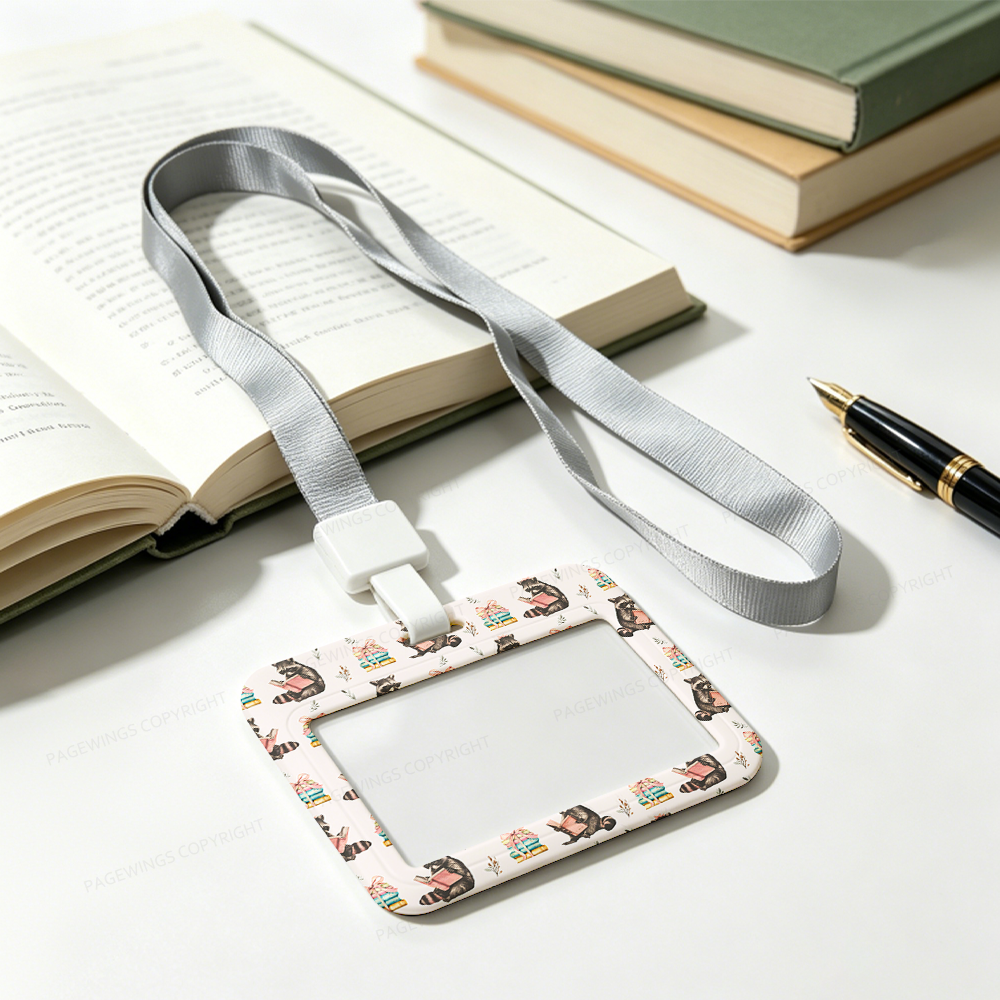 Pagewings Book Raccoon Lover ABS Badge Holder