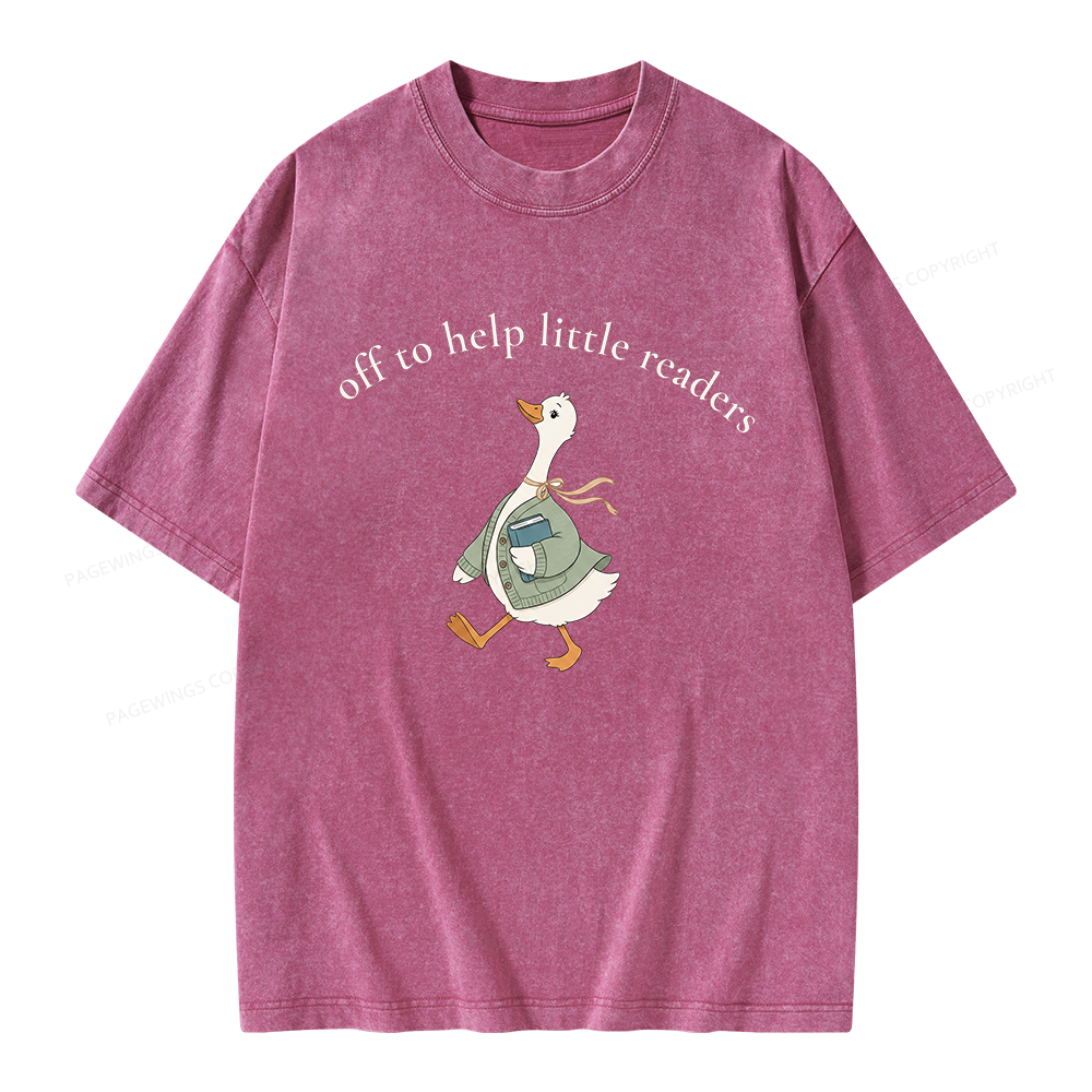 Pagewings Off To Help Little Readers Unisex Washed T-shirt