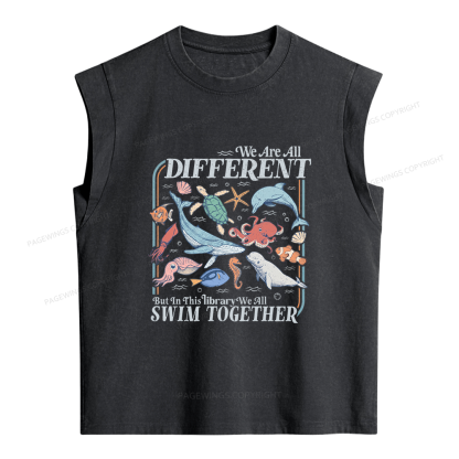 Pagewings We All Swim Together Women's Washed Tank Top