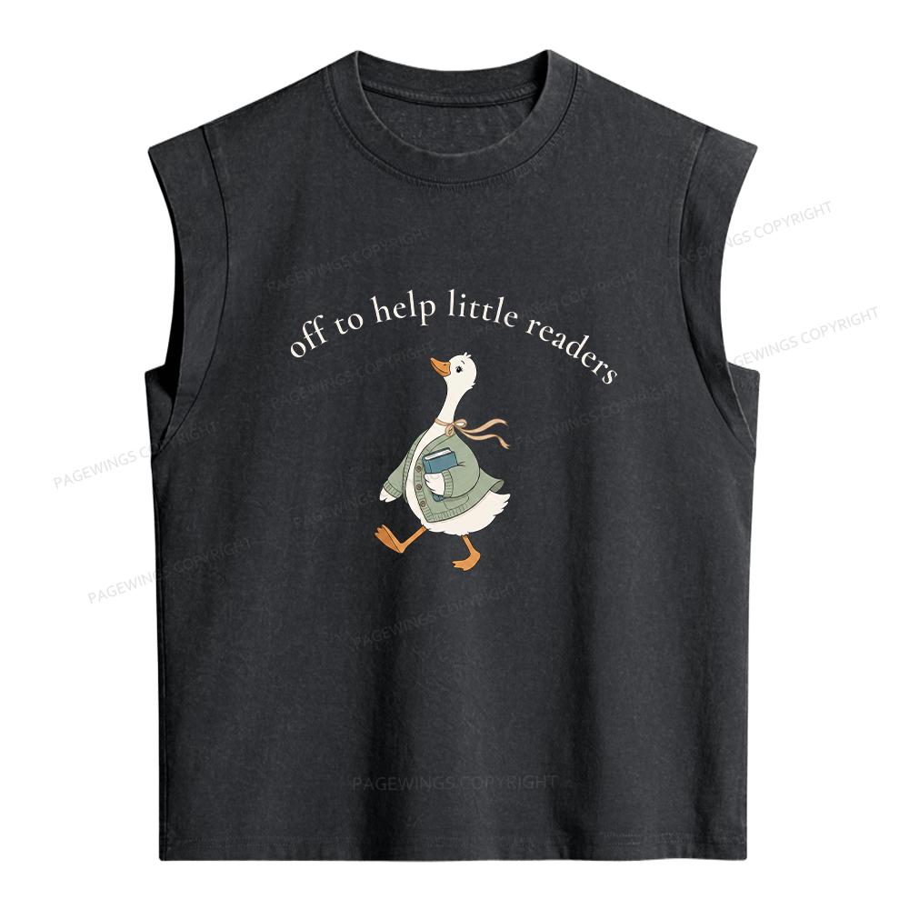 Pagewings Off To Help Little Readers Goose Women's Washed Tank Top