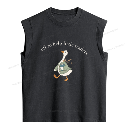 Pagewings Off To Help Little Readers Goose Women's Washed Tank Top