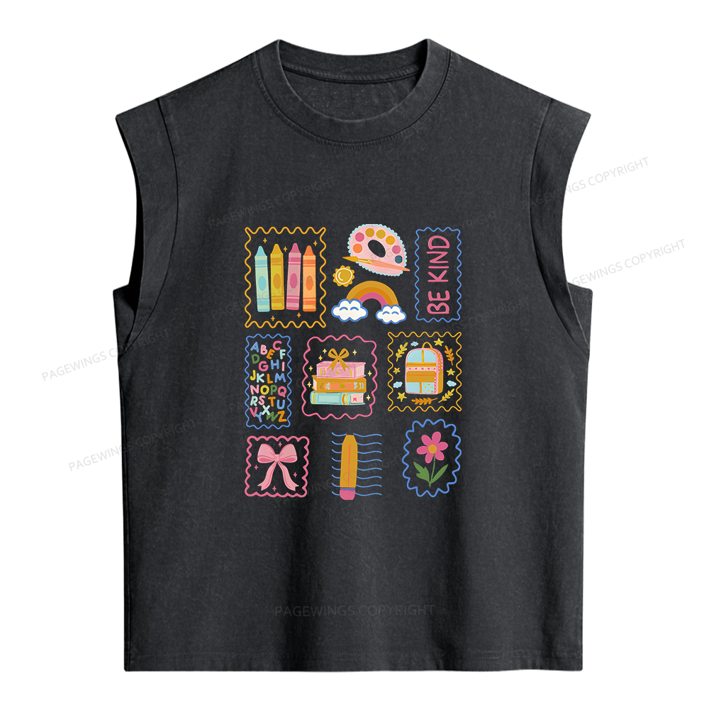 Pagewings Cute Be Kind Women's Washed Tank Top