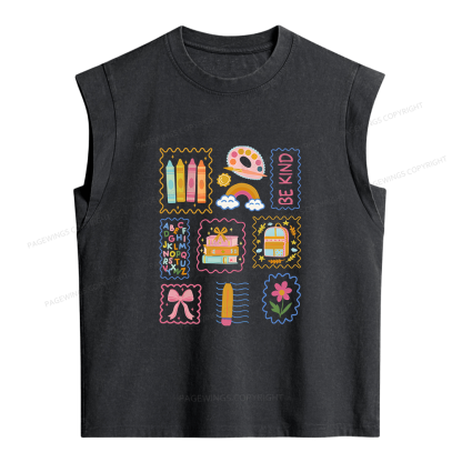 Pagewings Cute Be Kind Women's Washed Tank Top