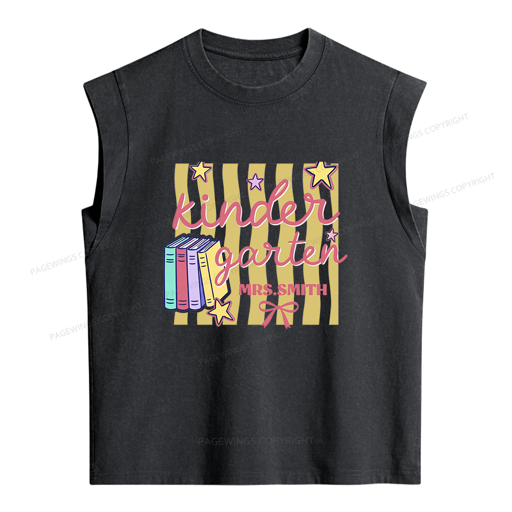 Pagewings Personalized Kindergarten Teacher Women's Washed Tank Top