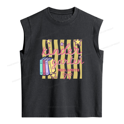 Pagewings Personalized Kindergarten Teacher Women's Washed Tank Top