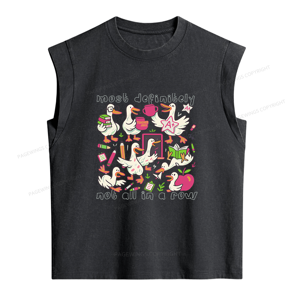 Pagewings Funny Goose Back to School Women's Washed Tank Top