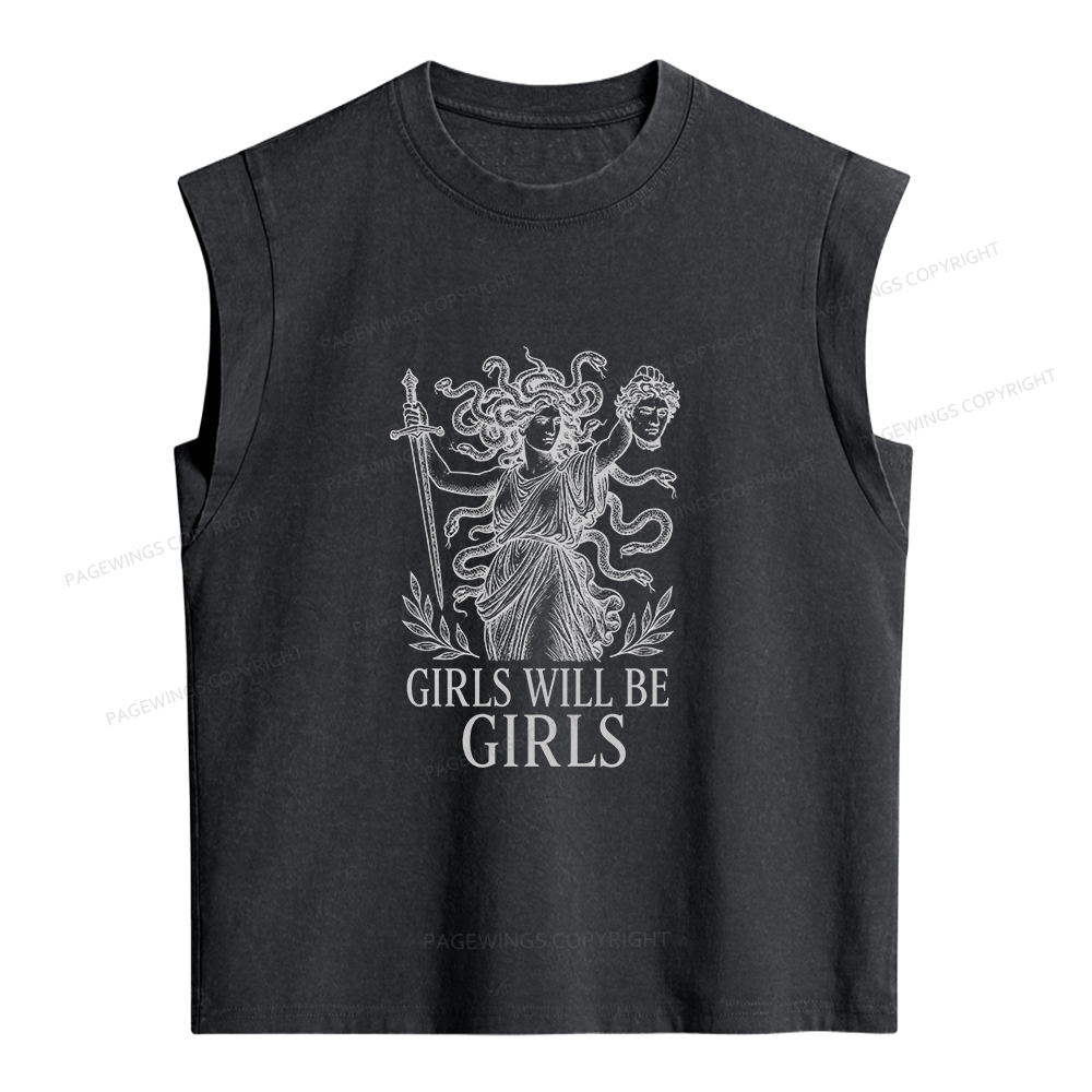 Pagewings Girls Will Be Girls Women's Washed Tank Top