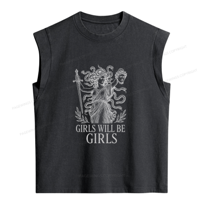 Pagewings Girls Will Be Girls Women's Washed Tank Top