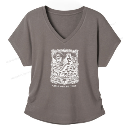 Pagewings Girls Will Be Girls Soft Women's Modal V-neck T-shirt  