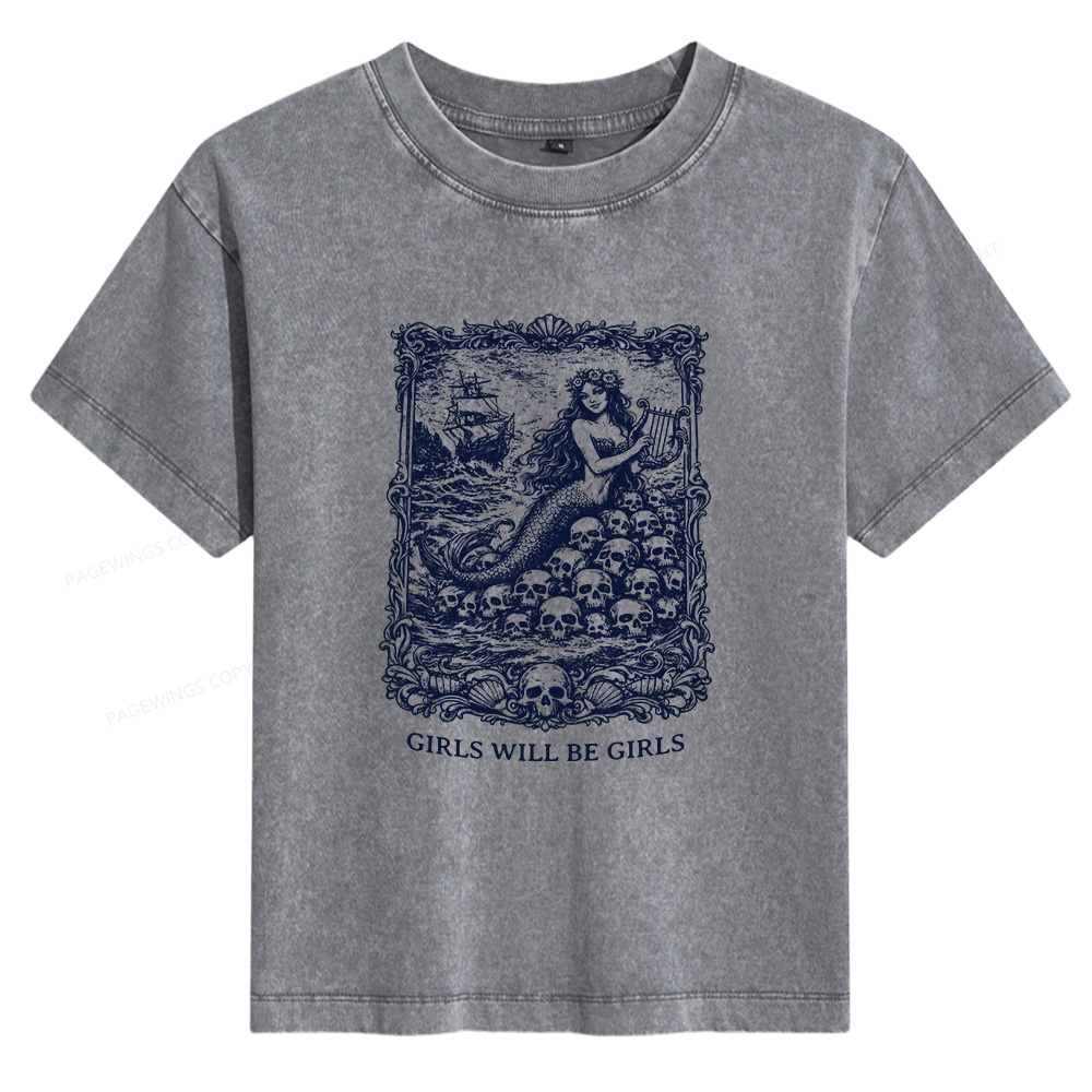 Pagewings Girls Will Be Girls Women's Washed T-shirt