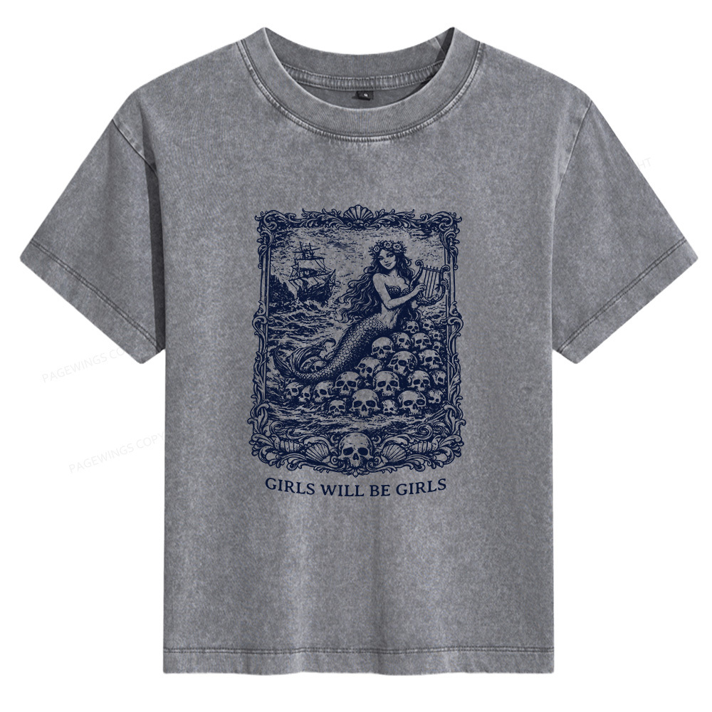 Pagewings Girls Will Be Girls Women's Washed T-shirt