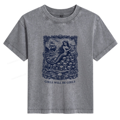 Pagewings Girls Will Be Girls Women's Washed T-shirt