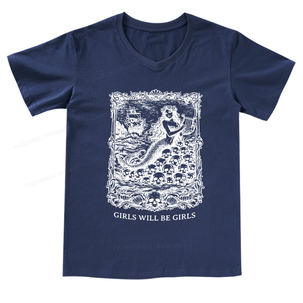 Pagewings Girls Will Be Girls V-neck T-shirt