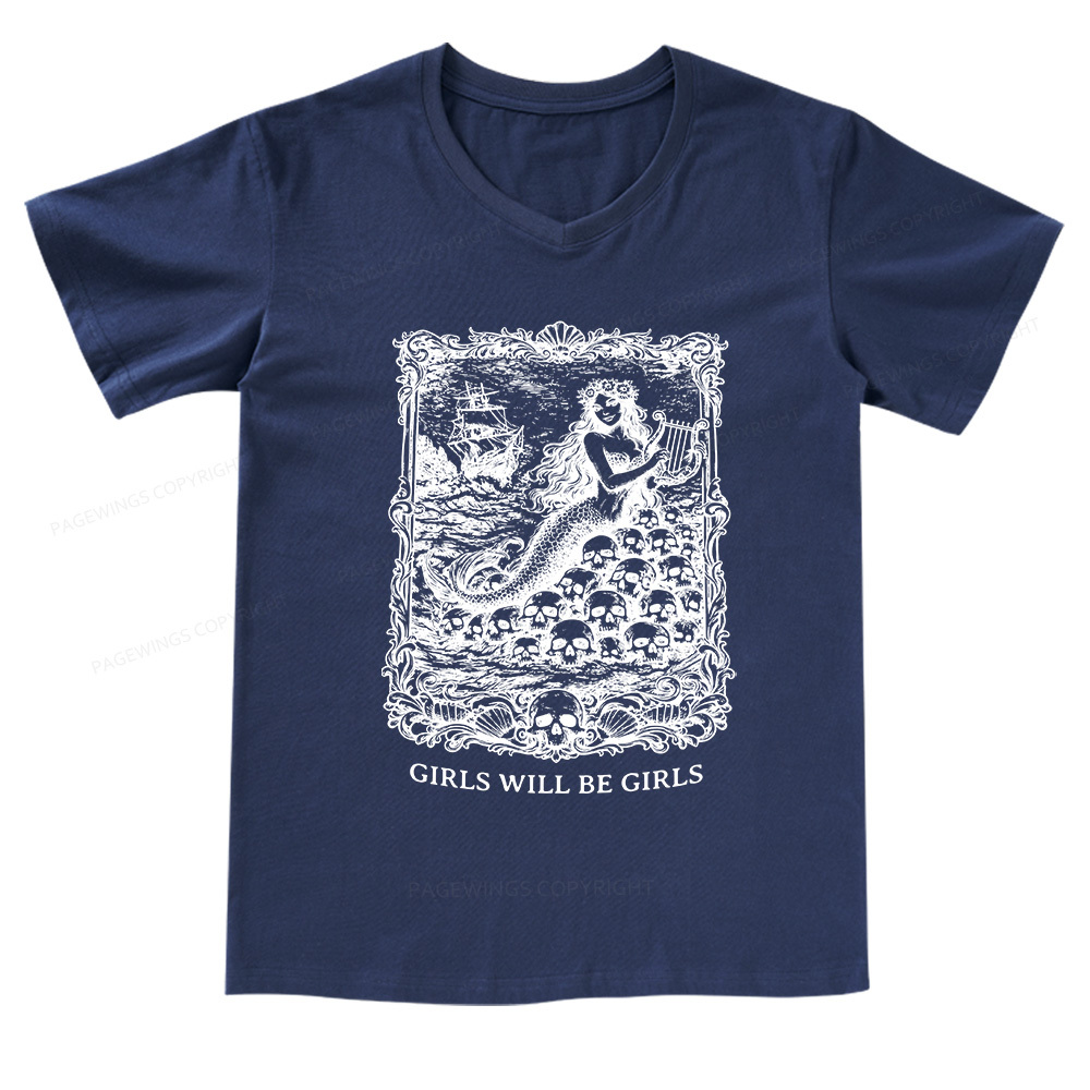 Pagewings Girls Will Be Girls V-neck T-shirt