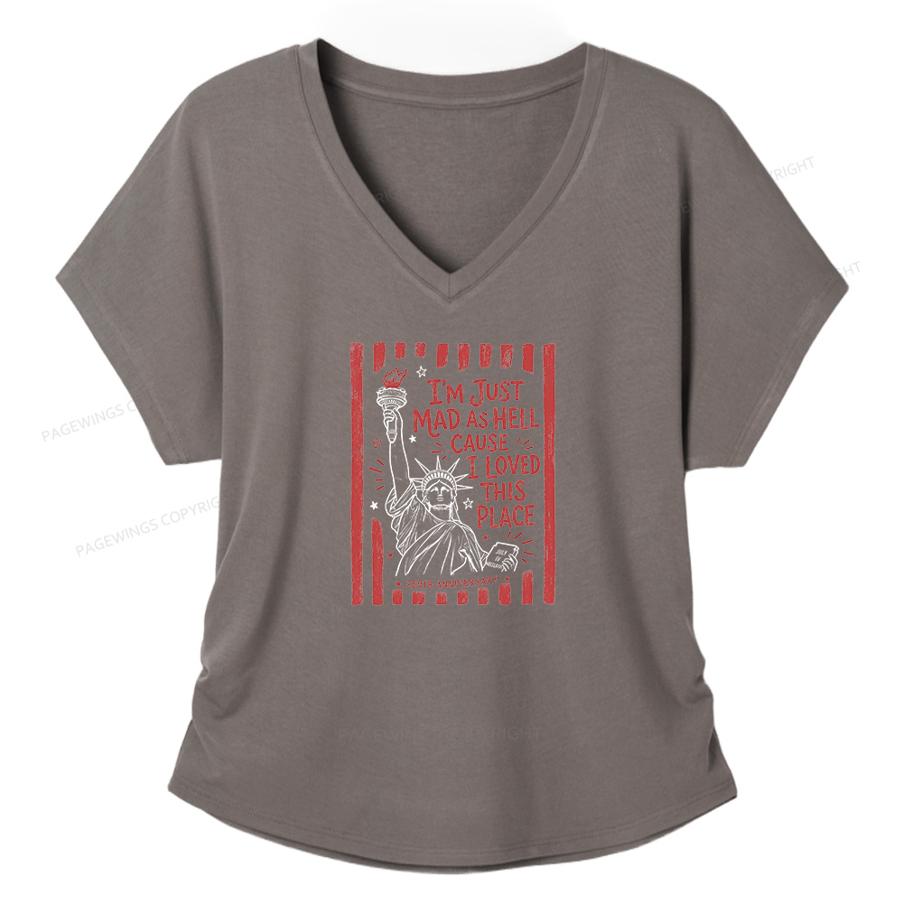 Pagewings I’m Just Mad As Hell 250th Soft Women's Modal V-neck T-shirt  