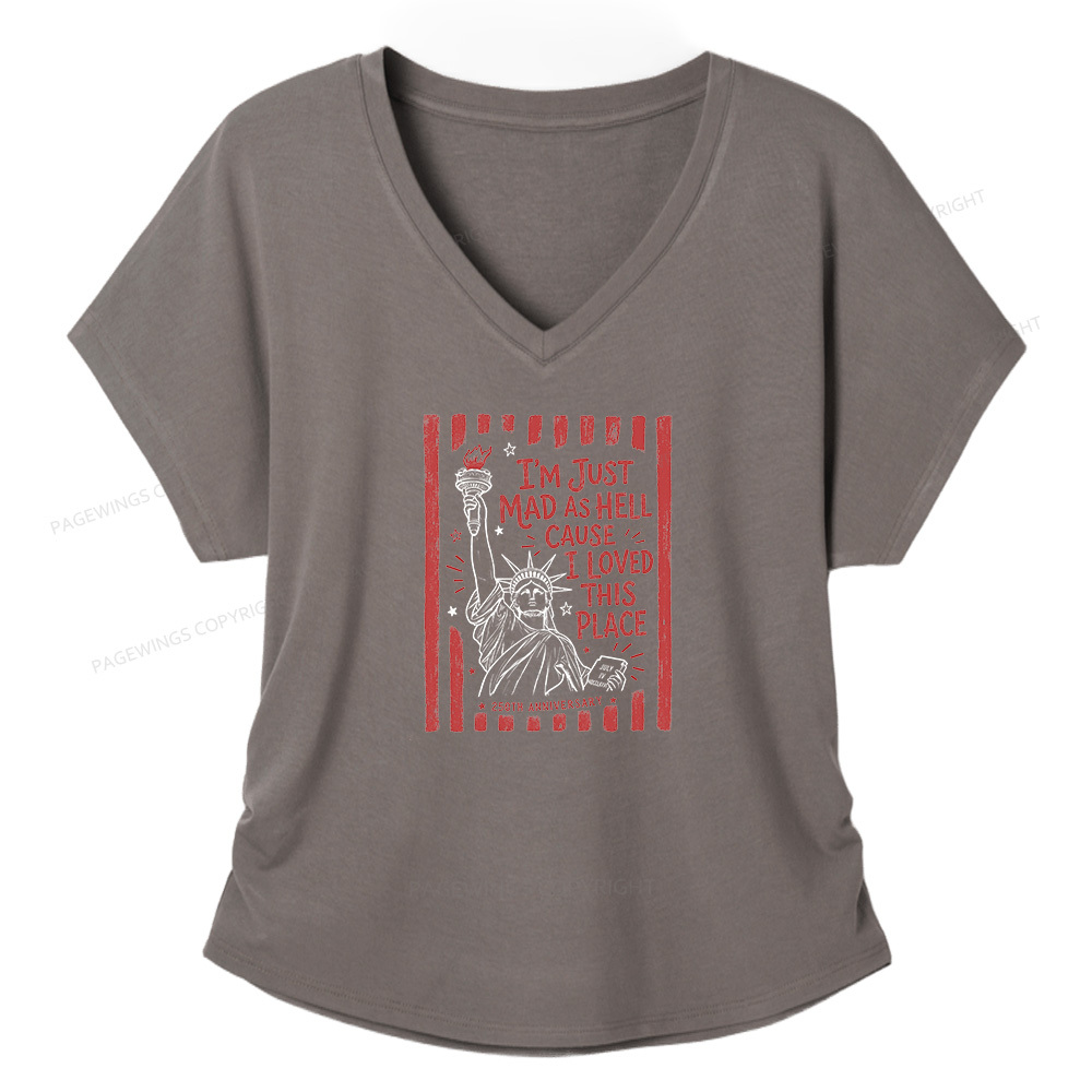 Pagewings I’m Just Mad As Hell 250th Soft Women's Modal V-neck T-shirt  