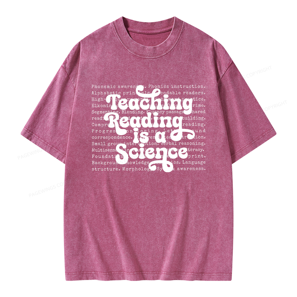 Pagewings Science of Reading Literacy Unisex Washed T-shirt