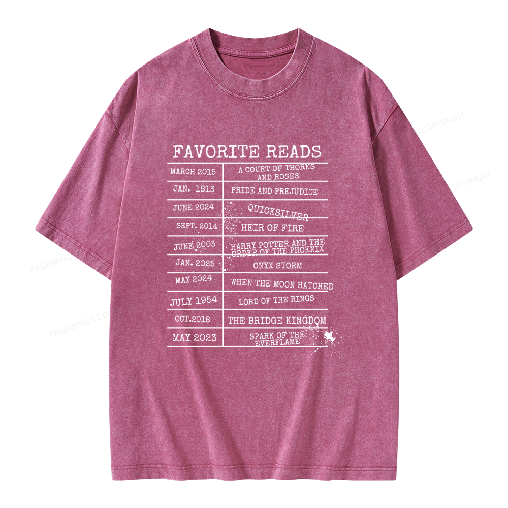 Pagewings Personalized Bookshelf Book Unisex Washed T-shirt