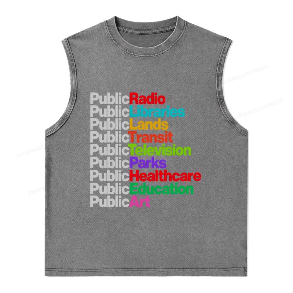 Pagewings Public Libraries Unisex Washed Tank Top