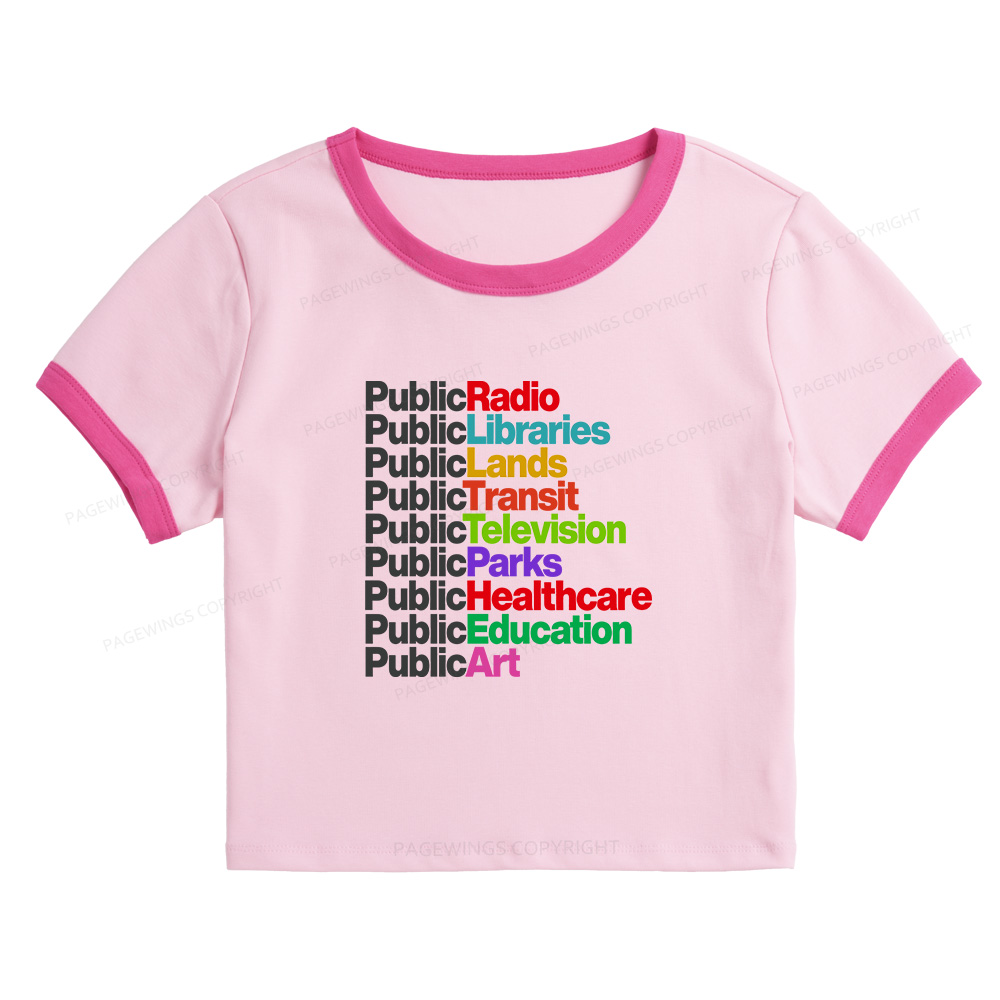 Pagewings Public Libraries Baby Tee Cropped Ringer T-Shirt