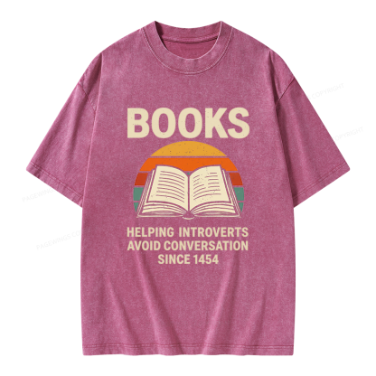 Pagewing Books Helping Introverts Avoid Conversation Unisex Washed T-shirt