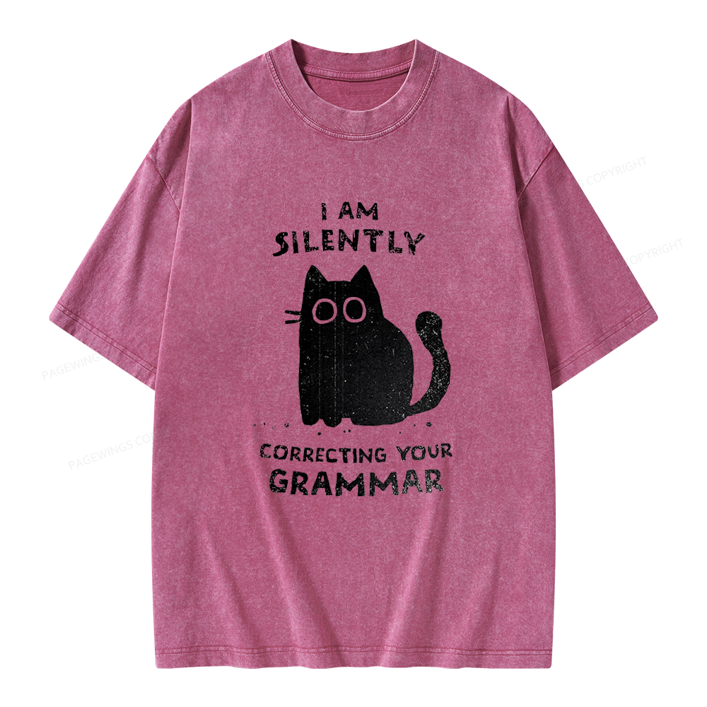 Pagewing Silently Correcting Your Grammar Unisex Washed T-shirt