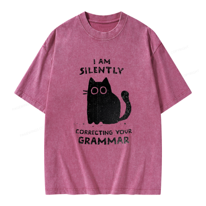Pagewing Silently Correcting Your Grammar Unisex Washed T-shirt