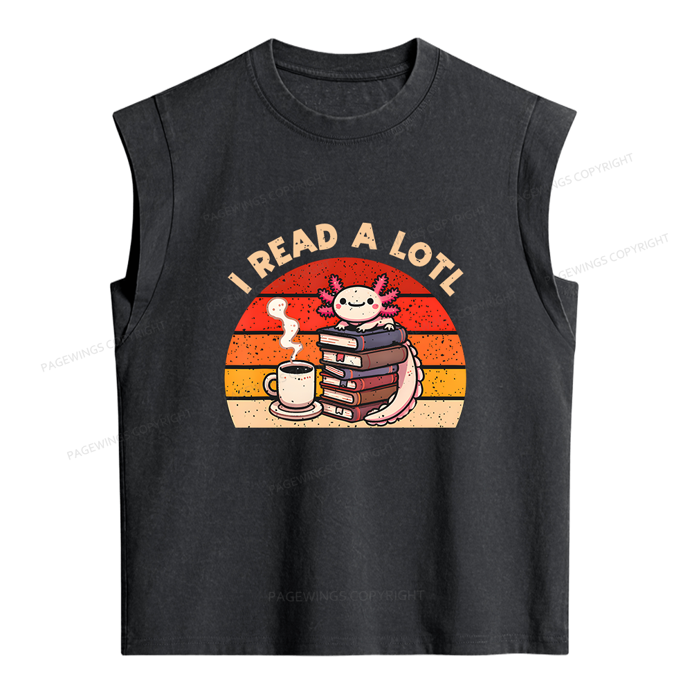 Pagewing I Read A Lotl Axolotl Reading Women's Washed Tank Top