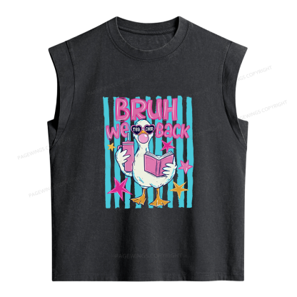 Pagewing Bruh We Back Teacher  Women's Washed Tank Top